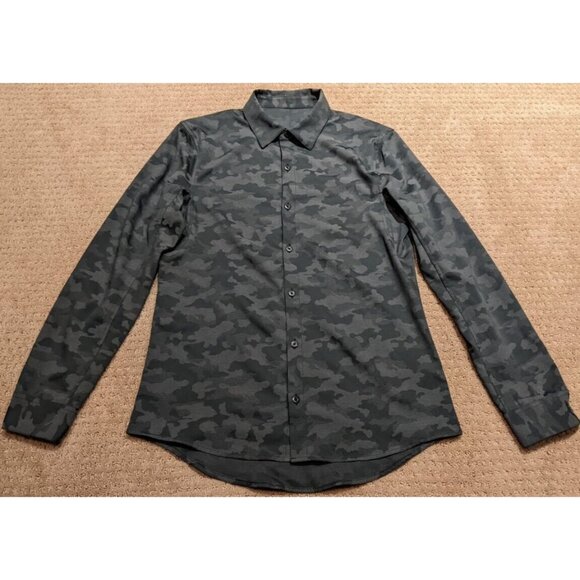 Lululemon Button Shirt Men's Small Camouflage Black Down to The Wire Slim Fit - Picture 1 of 7